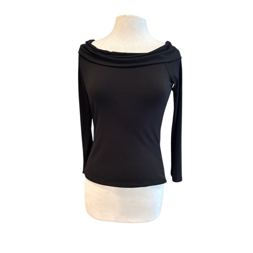 Black Off-The-Shoulder Long Sleeve Top By 1.State Size M Polyester & Spandex
